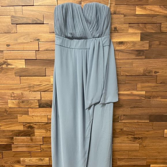 Lulus Easy Elegance Dusty Blue Pleated Strapless Maxi Dress - Picture 7 of 7